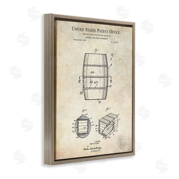 Stupell Industries Karl Hronek | Whiskey Aging Barrel Liquor Diagram Patent Design Wall Art