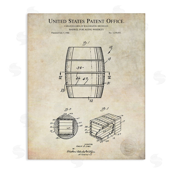 stupell industries Karl Hronek | Whiskey Aging Barrel Liquor Diagram Patent Design Wall Art
