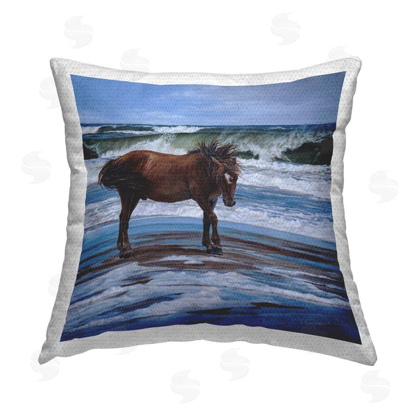 Stupell Industries Karla Mann | Horse On Sea Shore Printed Throw Pillow