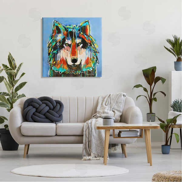 Stupell Industries Karrie Evenson | Bold Wolf Dripping Paint Saturated Graffiti Street Style Wall Art