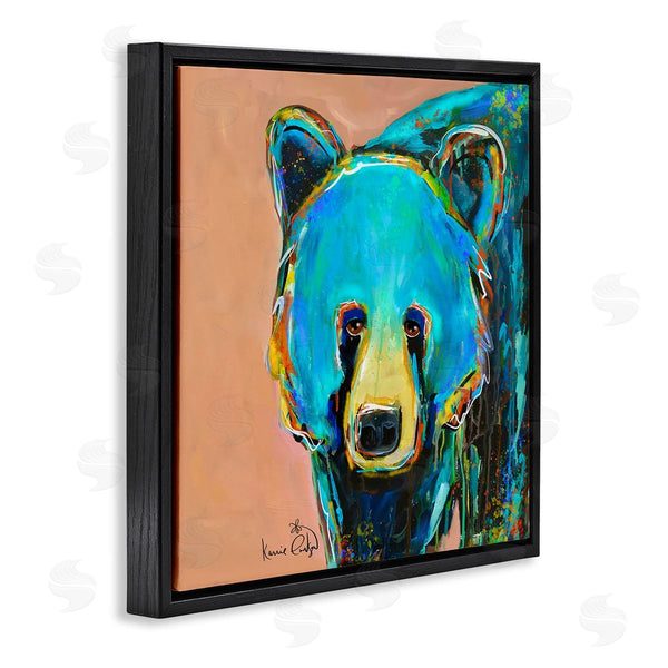 Stupell Industries Karrie Evenson | Brilliant Blue Bear Gazing Street Style Graffiti Splatter Wall Art