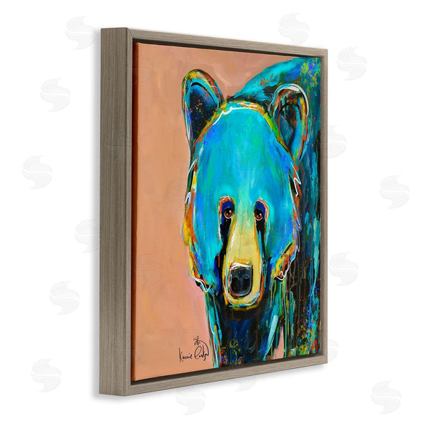 Stupell Industries Karrie Evenson | Brilliant Blue Bear Gazing Street Style Graffiti Splatter Wall Art