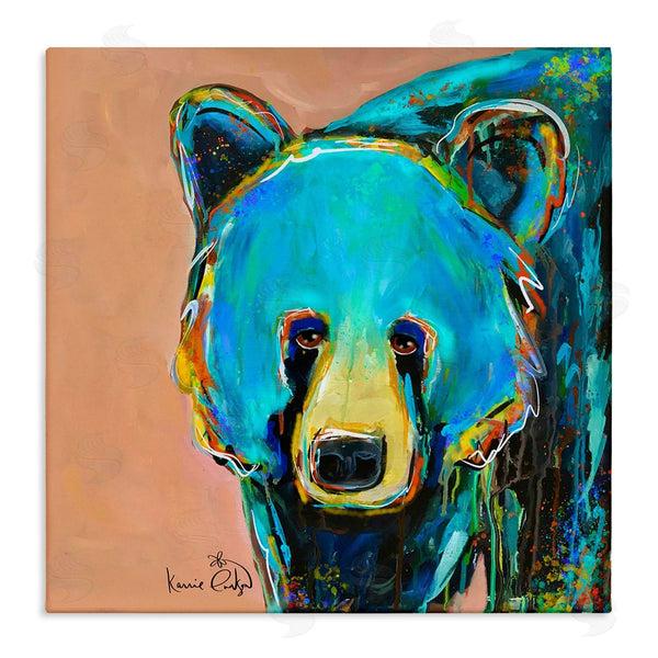 stupell industries Karrie Evenson | Brilliant Blue Bear Gazing Street Style Graffiti Splatter Wall Art