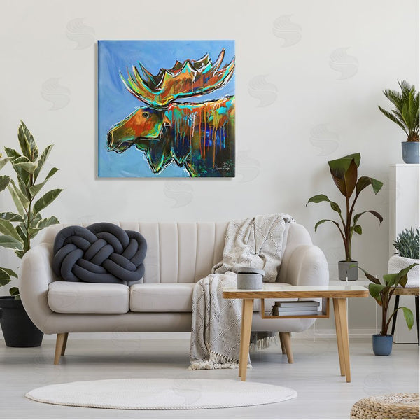 Stupell Industries Karrie Evenson | Contemporary Street Style Paint Drip Bold Moose Antlers Wall Art