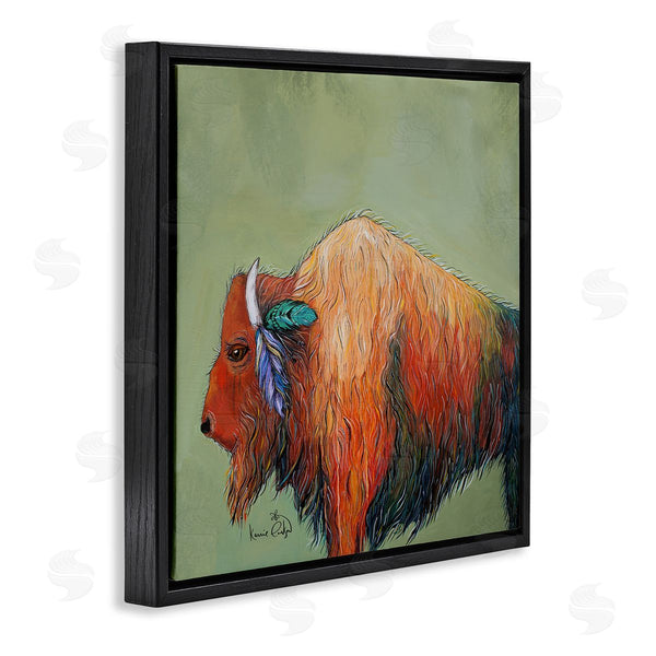 Stupell Industries Karrie Evenson | Vivid Bison Hanging Feathers Horn Abstract Hair Wall Art