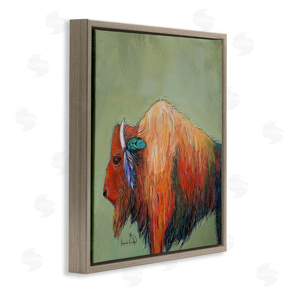 Stupell Industries Karrie Evenson | Vivid Bison Hanging Feathers Horn Abstract Hair Wall Art