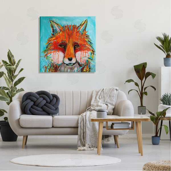 Stupell Industries Karrie Evenson | Vivid Red Fox Street Style Paint Speckle Wall Art