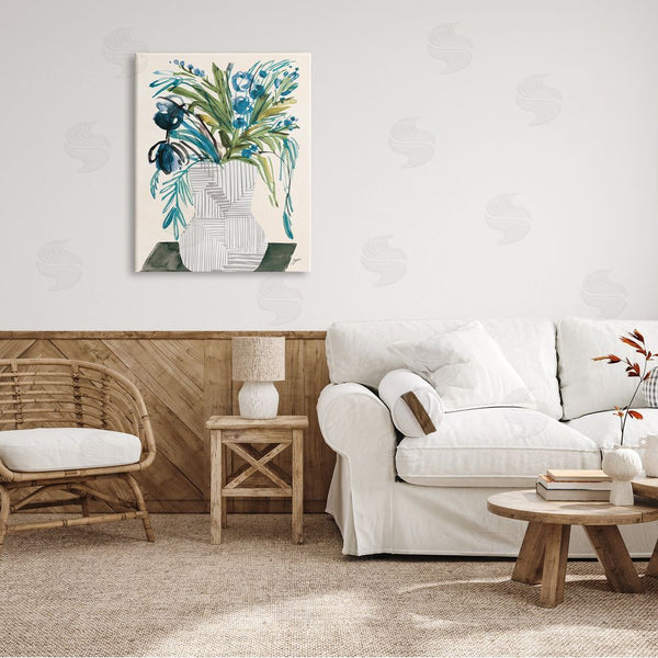 Stupell Industries Karyn Panganiban | Modern Cascading Blue Flowers Abstract Floral Arrangement Wall Art