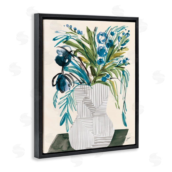 Stupell Industries Karyn Panganiban | Modern Cascading Blue Flowers Abstract Floral Arrangement Wall Art