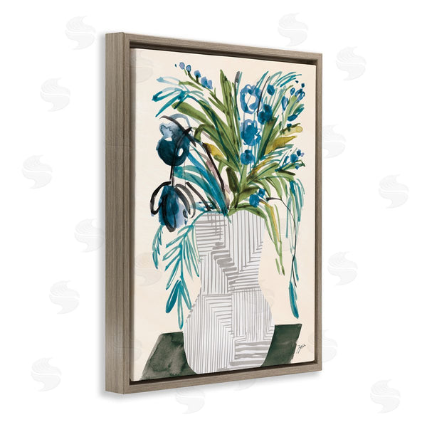 Stupell Industries Karyn Panganiban | Modern Cascading Blue Flowers Abstract Floral Arrangement Wall Art