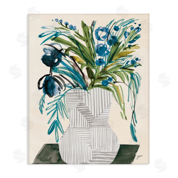 stupell industries Karyn Panganiban | Modern Cascading Blue Flowers Abstract Floral Arrangement Wall Art
