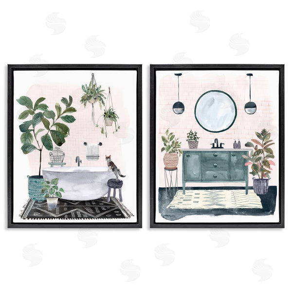 Stupell Industries Karyn Panganiban | Pink Pop Modern Bathroom Interior Wall Art