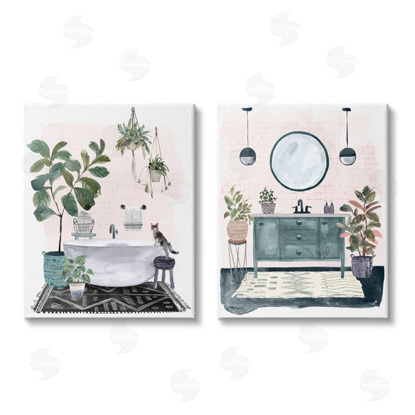 stupell industries Karyn Panganiban | Pink Pop Modern Bathroom Interior Wall Art