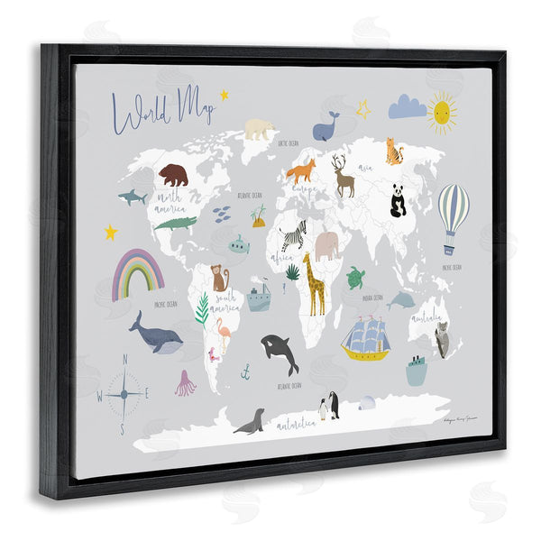 Stupell Industries Kasia Kucwaj-Tybur | Educational Animals Map Wall Art