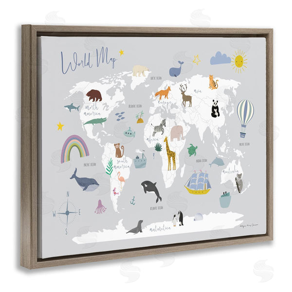 Stupell Industries Kasia Kucwaj-Tybur | Educational Animals Map Wall Art