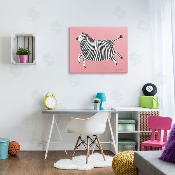 Stupell Industries Kasia Kucwaj-Tybur | Jumping Zebra On Pink Wall Art