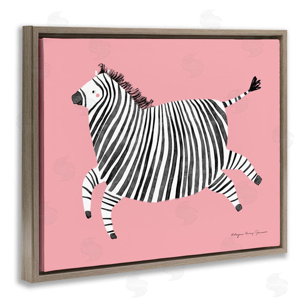 Stupell Industries Kasia Kucwaj-Tybur | Jumping Zebra On Pink Wall Art