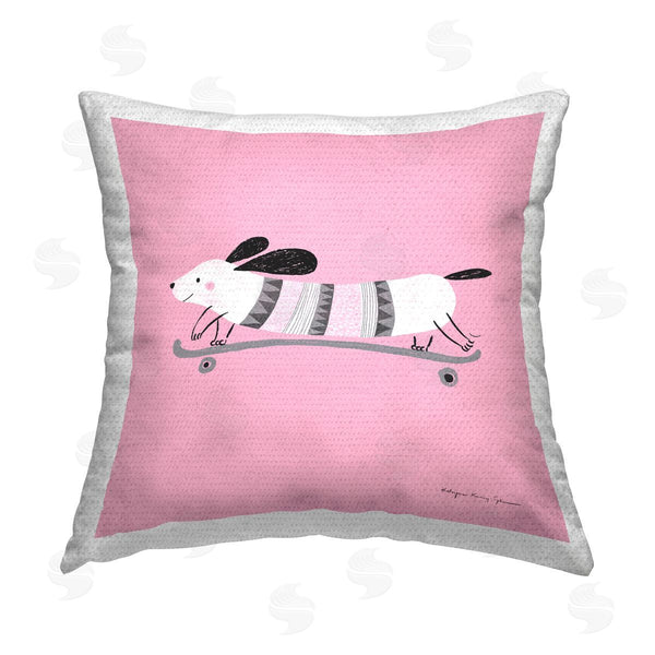 Stupell Industries Kasia Kucwaj-Tybur | Pink Skateboarding Dog Printed Throw Pillow