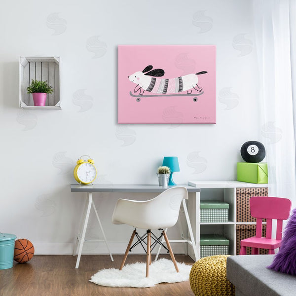 Stupell Industries Kasia Kucwaj-Tybur | Pink Skateboarding Dog Wall Art