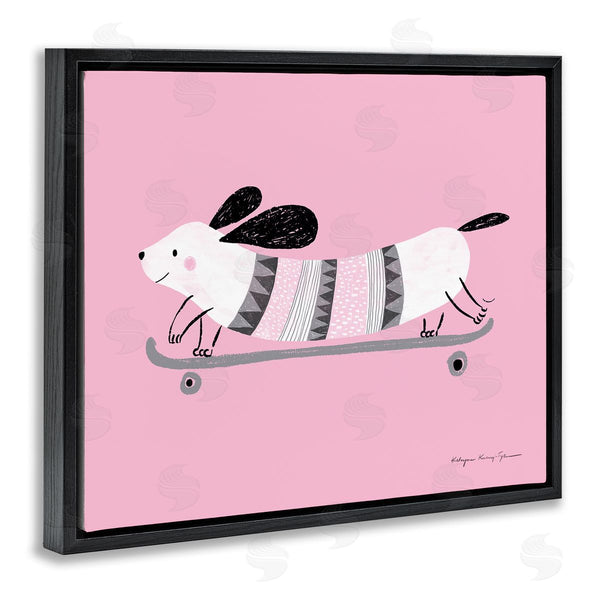 Stupell Industries Kasia Kucwaj-Tybur | Pink Skateboarding Dog Wall Art