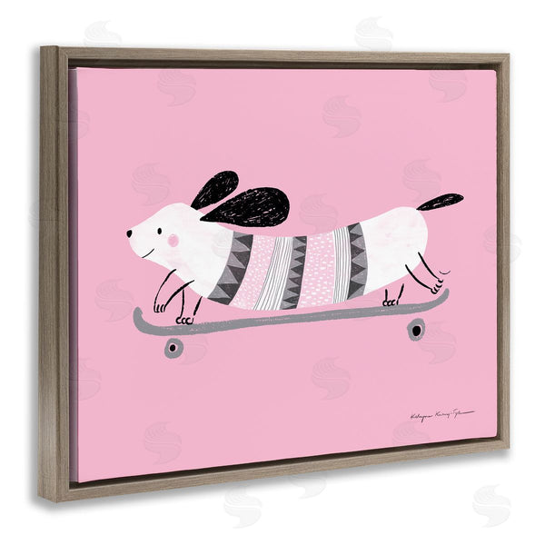 Stupell Industries Kasia Kucwaj-Tybur | Pink Skateboarding Dog Wall Art