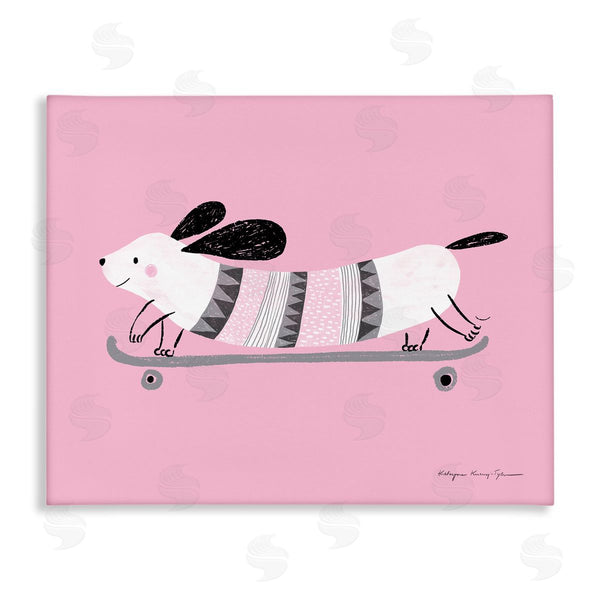 stupell industries Kasia Kucwaj-Tybur | Pink Skateboarding Dog Wall Art