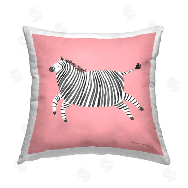 stupell industries Kasia Kucwaj-Tybur | Pink Zebra Animal Portrait Printed Throw Pillow