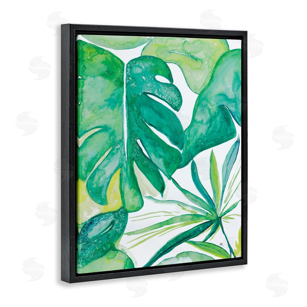 Stupell Industries Kat Papa | Green Tropical Palms Monstera Plants Jungle Foliage Wall Art