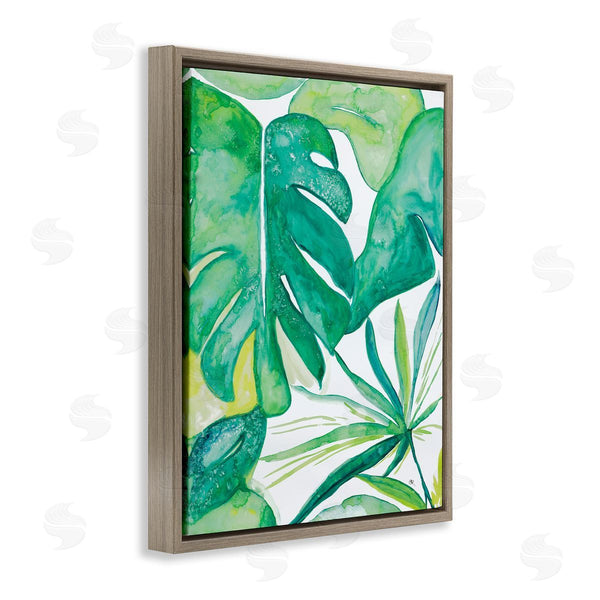 Stupell Industries Kat Papa | Green Tropical Palms Monstera Plants Jungle Foliage Wall Art