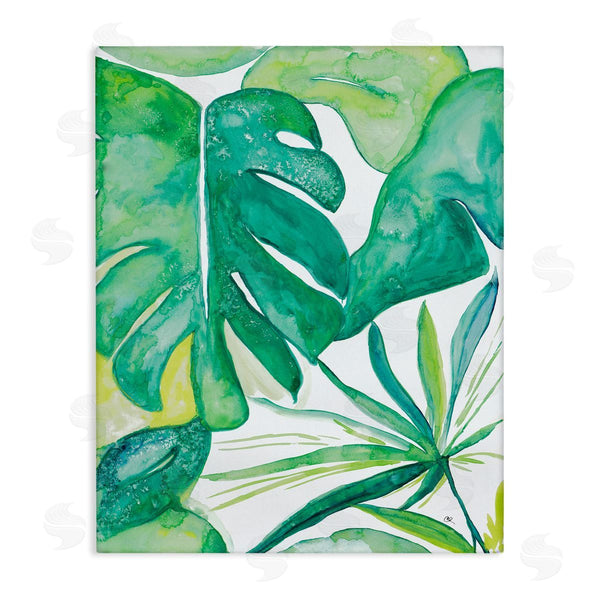 stupell industries Kat Papa | Green Tropical Palms Monstera Plants Jungle Foliage Wall Art