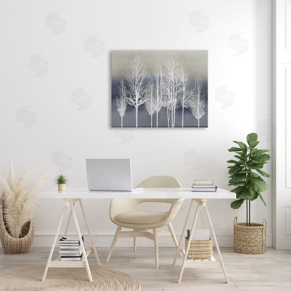 Stupell Industries Kate Bennett | Modern Tree Forest Winter Landscape Over Pattern Wall Art