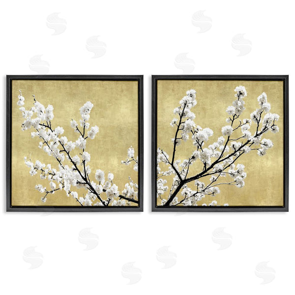 Stupell Industries Kate Bennett | White Cherry Blossom Branches Over Neutral Wall Art