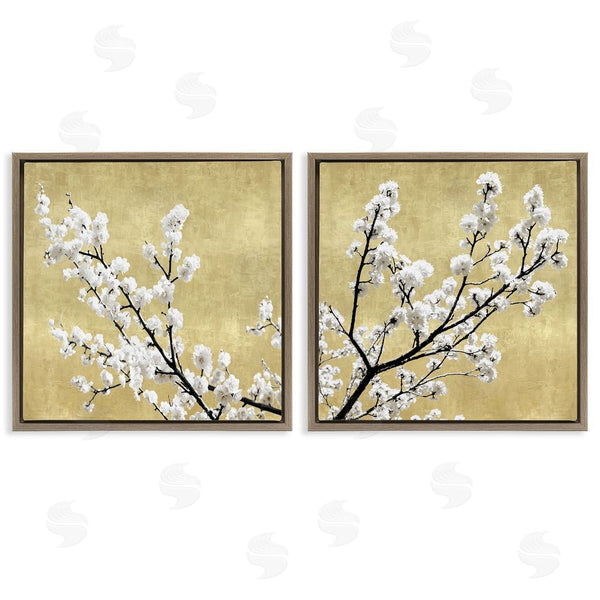 Stupell Industries Kate Bennett | White Cherry Blossom Branches Over Neutral Wall Art