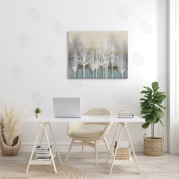 Stupell Industries Kate Bennett | Winter Tree Forest Silhouettes Over Abstract Pattern Wall Art