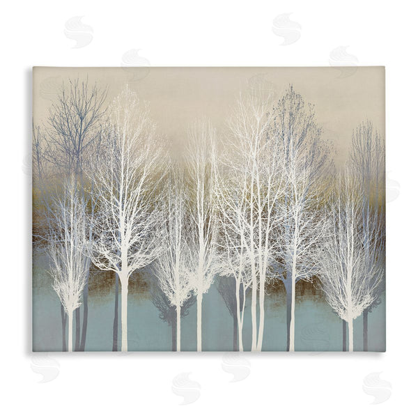 stupell industries Kate Bennett | Winter Tree Forest Silhouettes over Abstract Pattern Wall Art