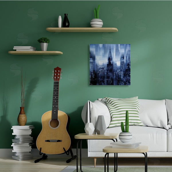 Stupell Industries Kate Carrigan | New York Cityscape Soft Focus Blue Architecture Wall Art