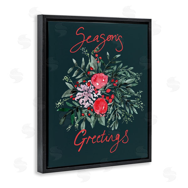 Stupell Industries Kate Eldridge | Festive Winter Holly Wreath Season's Greetings Sentiment Wall Art