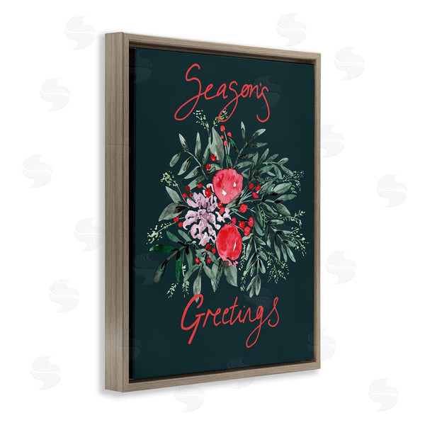 Stupell Industries Kate Eldridge | Festive Winter Holly Wreath Season's Greetings Sentiment Wall Art