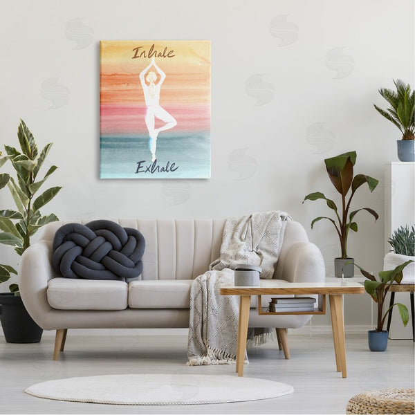 Stupell Industries Kate Eldridge | Inhale Exhale Soothing Yoga Pose Watercolor Effect Wall Art