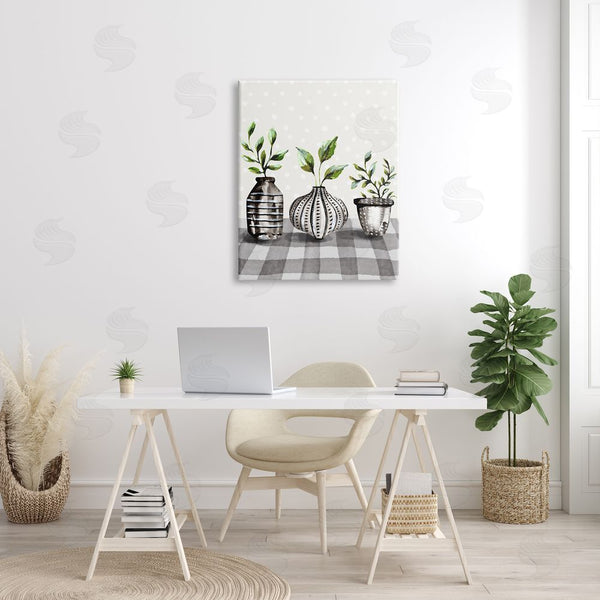 Stupell Industries Kate Eldridge | Potted Herbs Patterned Tartan Wall Art