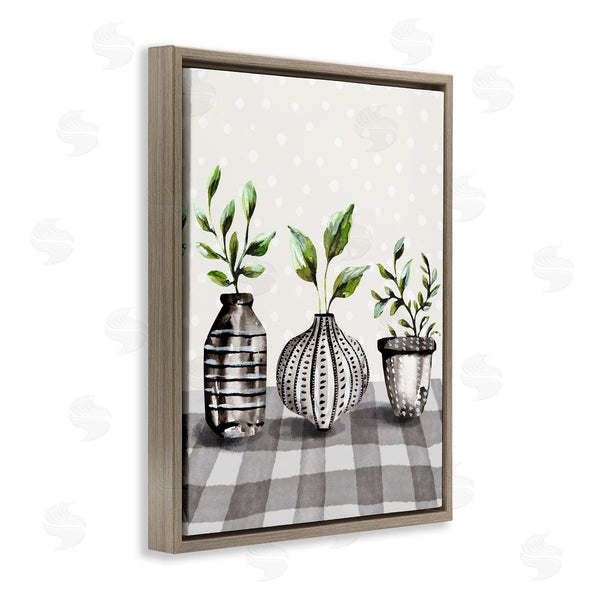 Stupell Industries Kate Eldridge | Potted Herbs Patterned Tartan Wall Art