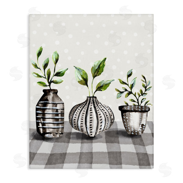 stupell industries Kate Eldridge | Potted Herbs Patterned Tartan Wall Art
