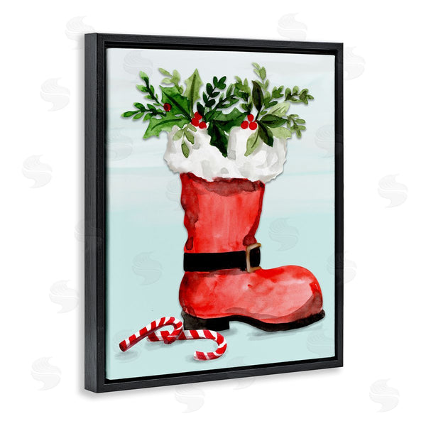 Stupell Industries Kate Eldridge | Red Santa Boot Holly Botanical Bouquet Candy Canes Wall Art