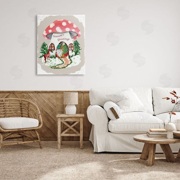 Stupell Industries Kate Eldridge | Season's Greetings Gnome Forest Mushroom House Garden Creature Wall Art