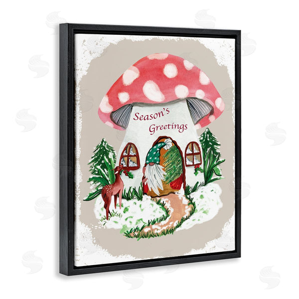 Stupell Industries Kate Eldridge | Season's Greetings Gnome Forest Mushroom House Garden Creature Wall Art