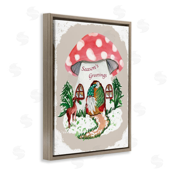Stupell Industries Kate Eldridge | Season's Greetings Gnome Forest Mushroom House Garden Creature Wall Art