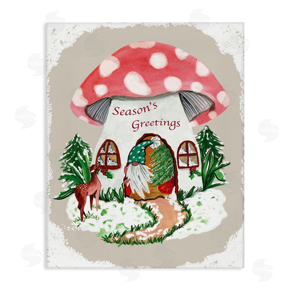 stupell industries Kate Eldridge | Season's Greetings Gnome Forest Mushroom House Garden Creature Wall Art