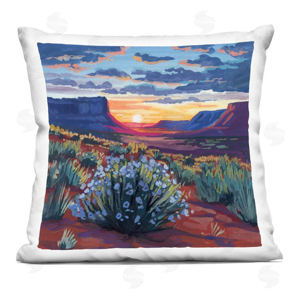 stupell industries Kate Jarvik Birch | Desert Sunset on Blooming Bush Throw Pillow