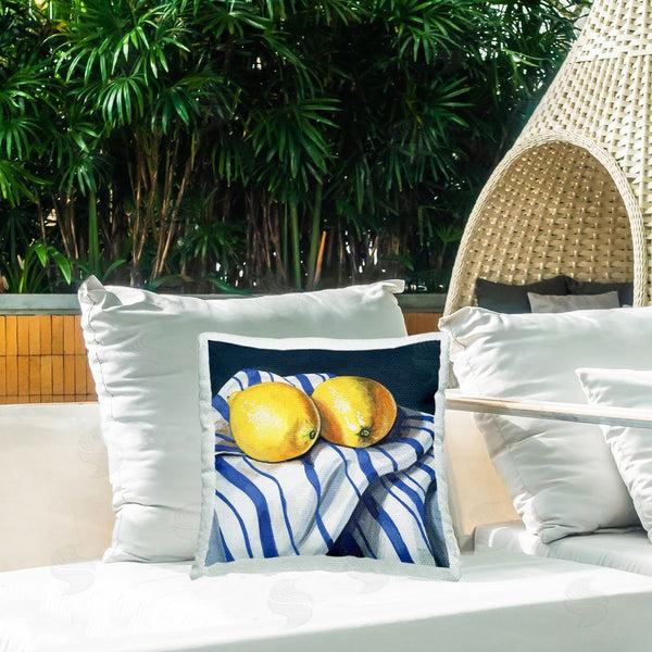 Stupell Industries Kate Jarvik Birch | Fresh Kitchen Lemons On Dishtowel Throw Pillow