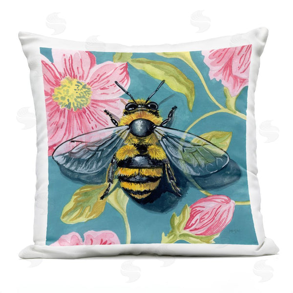 Stupell Industries Kate Jarvik Birch | Fuzzy Bee On Floral Pattern Throw Pillow